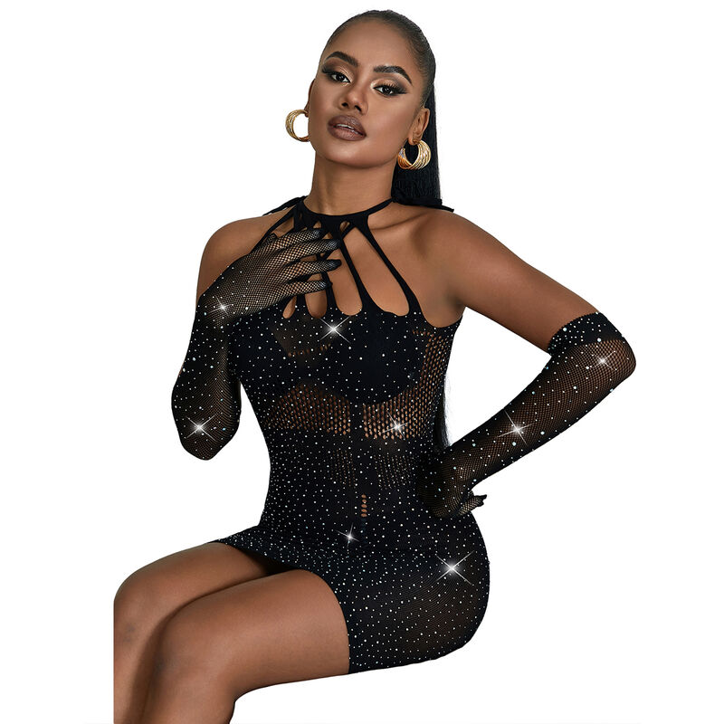 SUBBLIME - 952235 ROBE RÉSEILLE AVEC STRASS NOIR TAILLE UNIQUE – Image 3