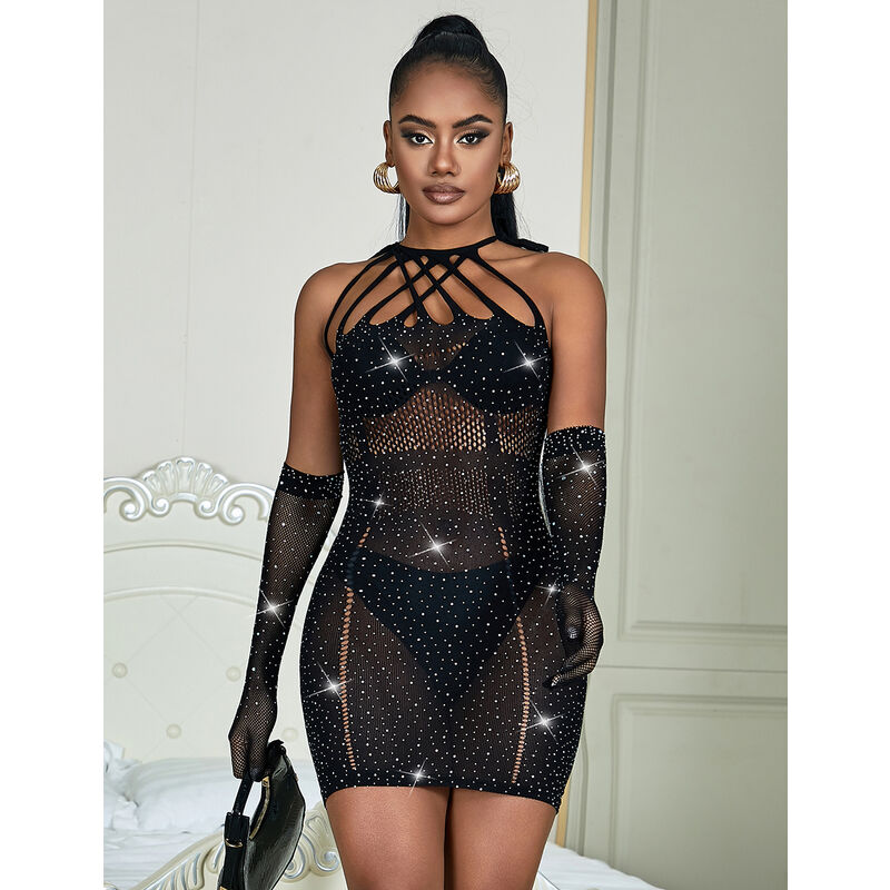 SUBBLIME - 952235 ROBE RÉSEILLE AVEC STRASS NOIR TAILLE UNIQUE – Image 6