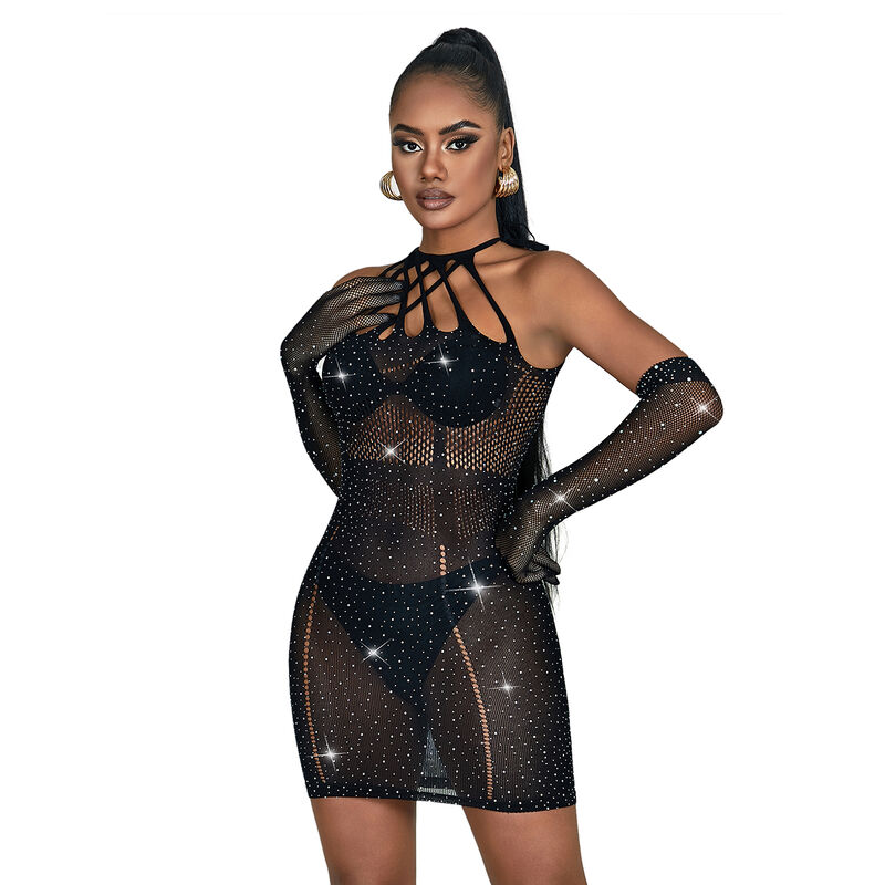 SUBBLIME - 952235 ROBE RÉSEILLE AVEC STRASS NOIR TAILLE UNIQUE – Image 4