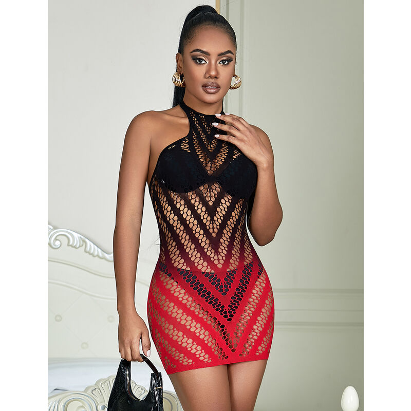 SUBBLIME - 952242 ROBE RÉSILLE ÉLASTIQUE DÉGRADÉ ROUGE ET NOIR TAILLE UNIQUE – Image 7