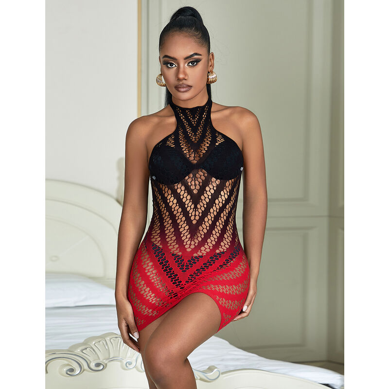 SUBBLIME - 952242 ROBE RÉSILLE ÉLASTIQUE DÉGRADÉ ROUGE ET NOIR TAILLE UNIQUE – Image 10