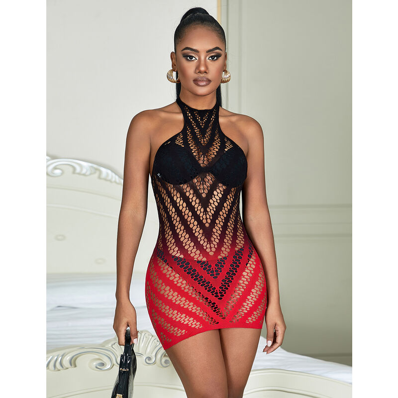 SUBBLIME - 952242 ROBE RÉSILLE ÉLASTIQUE DÉGRADÉ ROUGE ET NOIR TAILLE UNIQUE – Image 8