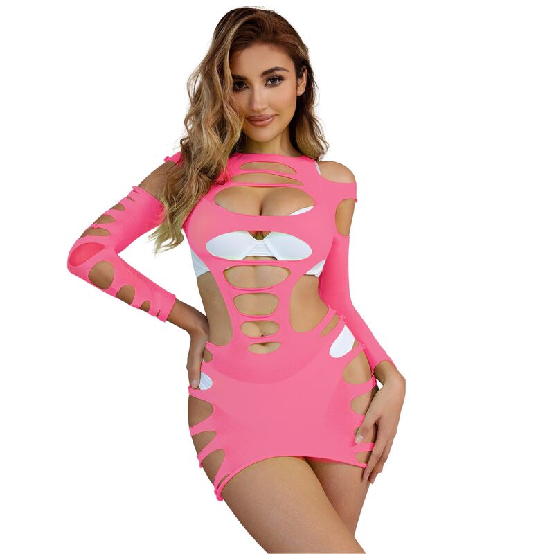SUBBLIME - 952273 ROBE RÉSILLE ÉLASTIQUE MANCHES LONGUES ROSE TAILLE UNIQUE – Image 6
