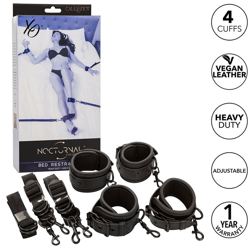 CALEXOTICS - NOCTURNAL CEINTURE DE LIT RÉGLABLE EN CUIR NOIR – Image 2
