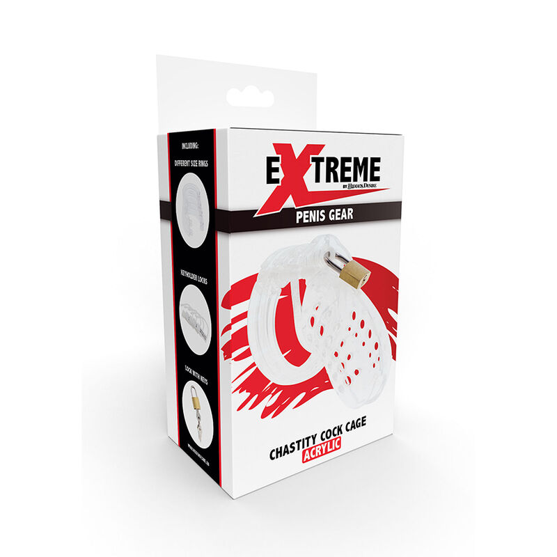 HIDDEN DESIRE - EXTREME CAGE DE CHASTETÉ EN ACRYLIQUE RÉGLABLE TRANSPARENT – Image 5