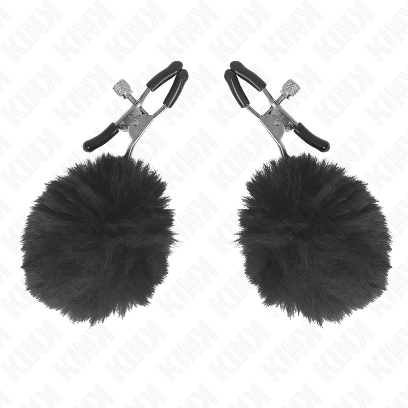 KINK - PINCE A METON BOULE EN FAUSSE FOURRURE NOIR 6 CM – Image 2