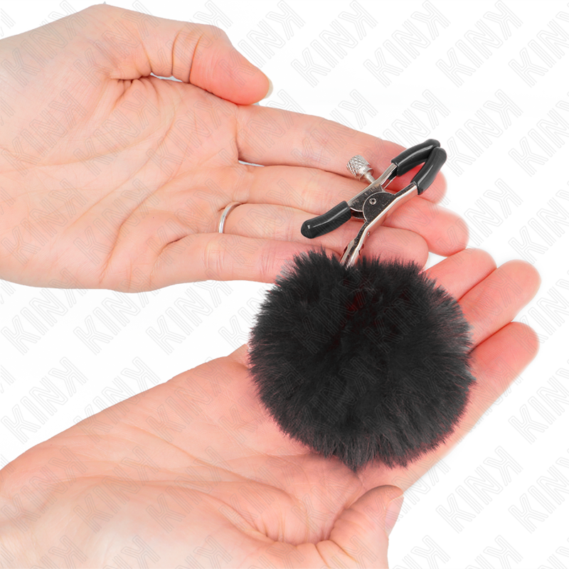 KINK - PINCE A METON BOULE EN FAUSSE FOURRURE NOIR 6 CM – Image 3