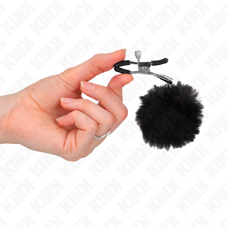 KINK - PINCE A METON BOULE EN FAUSSE FOURRURE NOIR 6 CM – Image 4
