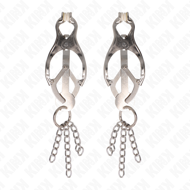 KINK - PINCES À METELLES TRÈFLE JAPONAIS AVEC PETITES CHAÎNES ARGENT – Image 2