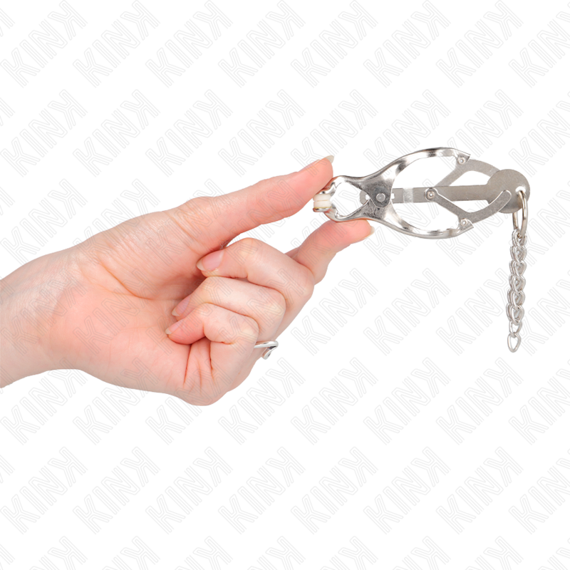 KINK - PINCES À METELLES TRÈFLE JAPONAIS AVEC PETITES CHAÎNES ARGENT – Image 4