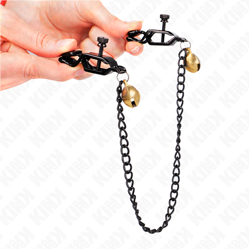KINK - PINCES À METON CHAÎNE PLATE ET CLOCHE ARGENT 30 CM – Image 4
