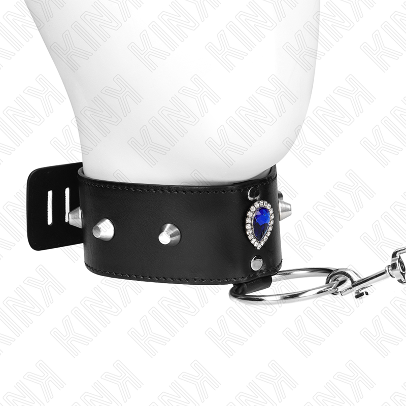 KINK - COLLIER 65 CM AVEC BRACELET AVEC DIAMANTS BLEU AJUSTABLE 36-43 CM X 5 CM – Image 3