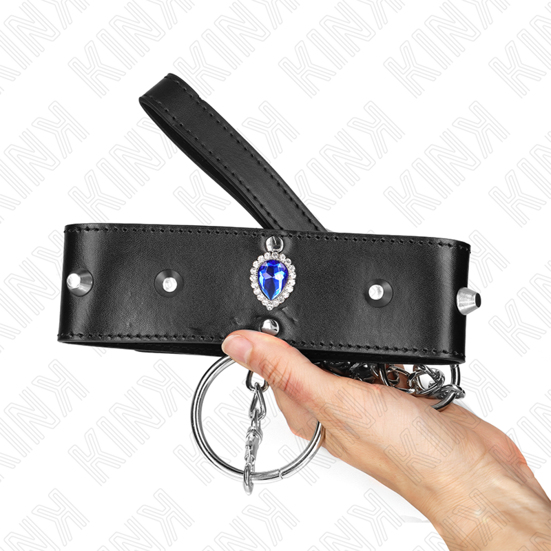 KINK - COLLIER 65 CM AVEC BRACELET AVEC DIAMANTS BLEU AJUSTABLE 36-43 CM X 5 CM – Image 5