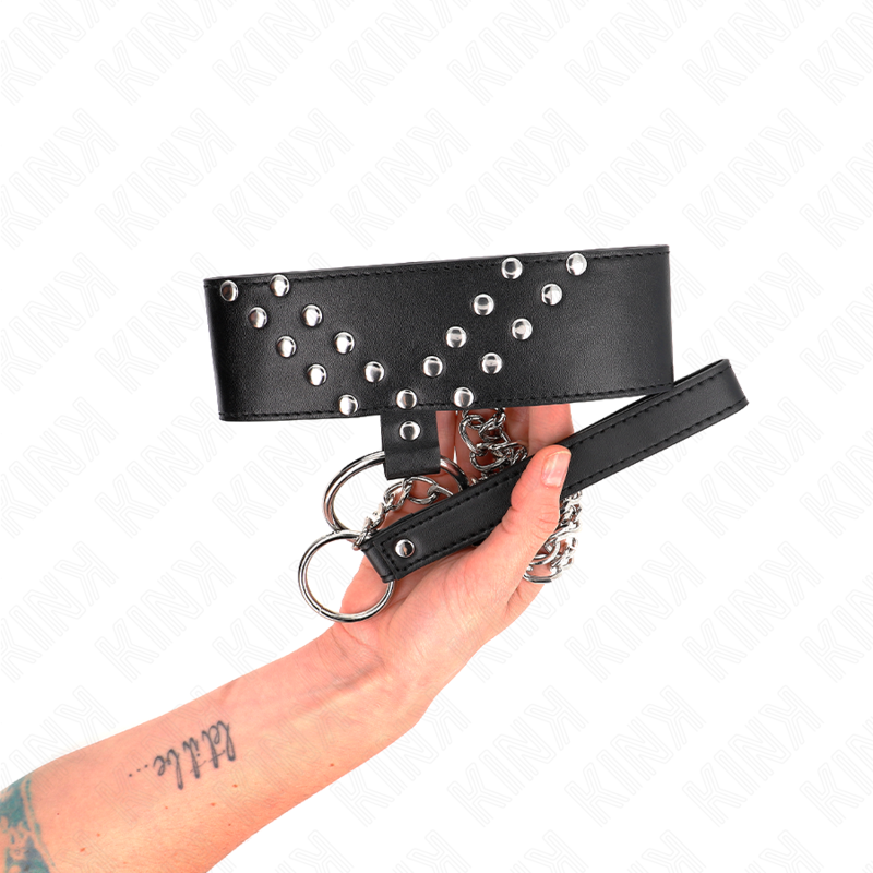 KINK - COLLIER AVEC CEINTURE 65 CM AVEC RIVET V RÉGLABLE 36-43 CM X 5 CM – Image 4