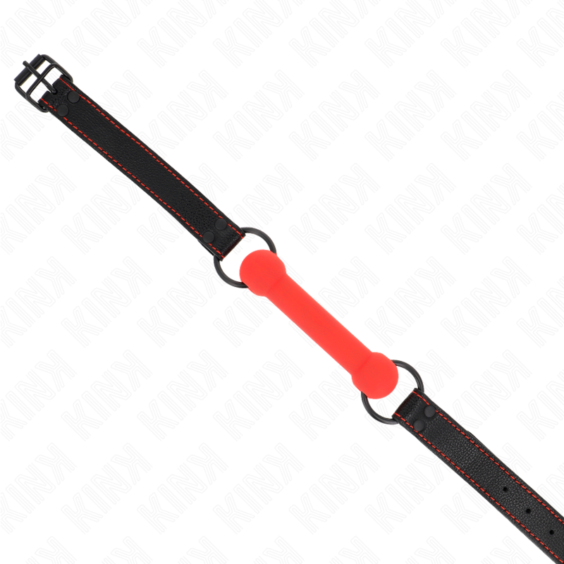 KINK - GAG EN OS AVEC SANGLE EN CUIRETTE ROUGE AJUSTABLE 41-57 CM – Image 3