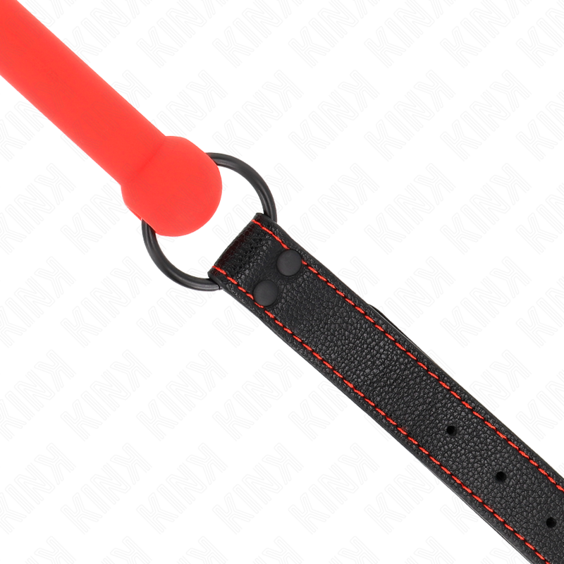 KINK - GAG EN OS AVEC SANGLE EN CUIRETTE ROUGE AJUSTABLE 41-57 CM – Image 4