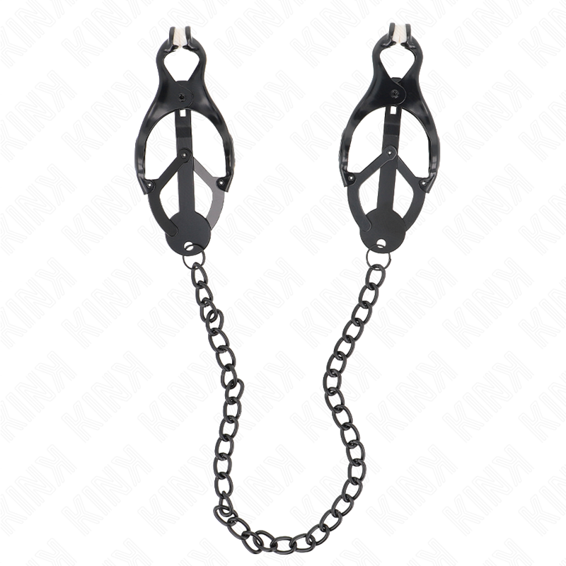 KINK - PINCES À METELLES TRÈFLE JAPONAIS AVEC CHAÎNE NOIR 30 CM – Image 2