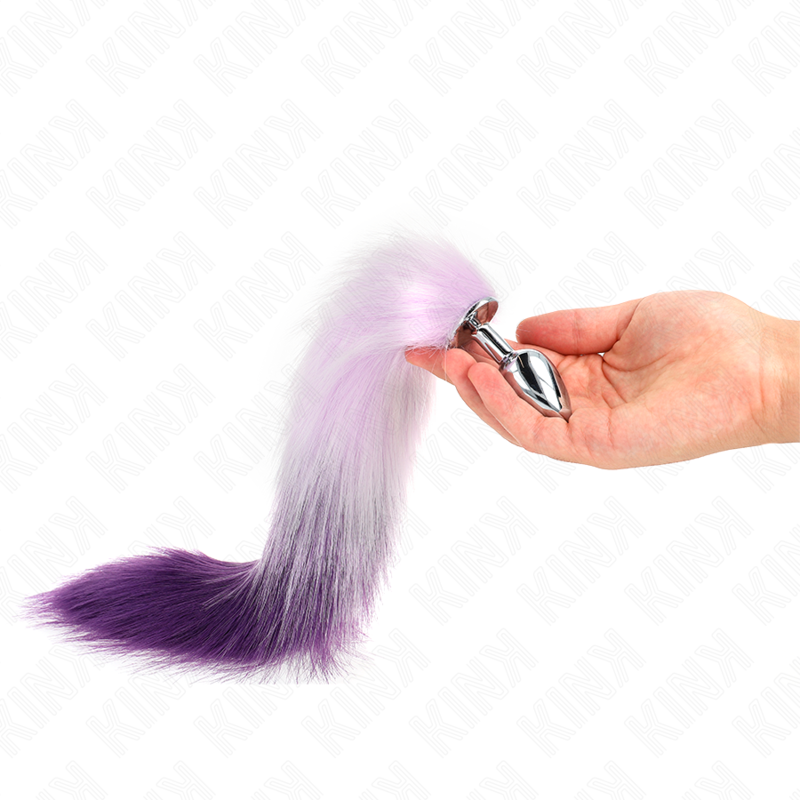 KINK - PLUG ANAL TAILLE S 7 X 3 CM AVEC QUEUE SYNTHÉTIQUE 40 CM VIOLET – Image 2