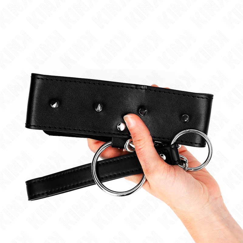 KINK - COLLIER 65 CM AVEC LAISSE AVEC CLOUS ARGENTÉS MODÈLE 2 RÉGLABLE 36-43 CM X 5 CM – Image 5