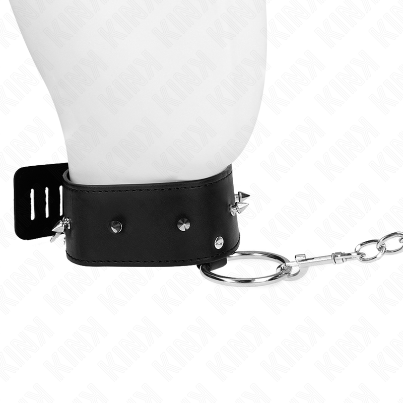 KINK - COLLIER 65 CM AVEC LAISSE AVEC CLOUS ARGENTÉS MODÈLE 2 RÉGLABLE 36-43 CM X 5 CM – Image 3