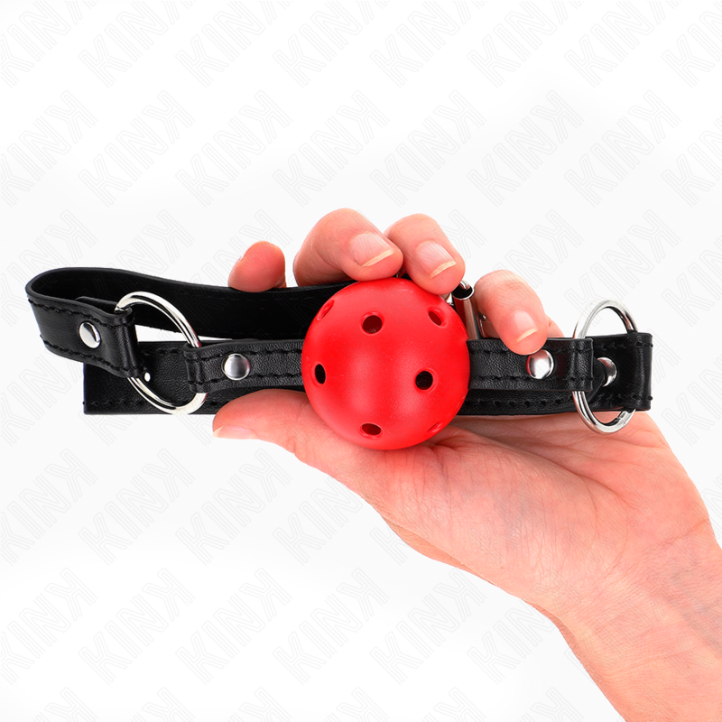 KINK - BOULE CREUSE DURE ROUGE 4,5 CM GAG MODELE 1 63,5 X 2 CM – Image 3