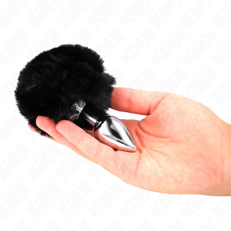KINK - PLUG ANAL EN ACIER INOXYDABLE 7 x 3 CM AVEC QUEUE DE LAPIN NOIR 8 CM – Image 3