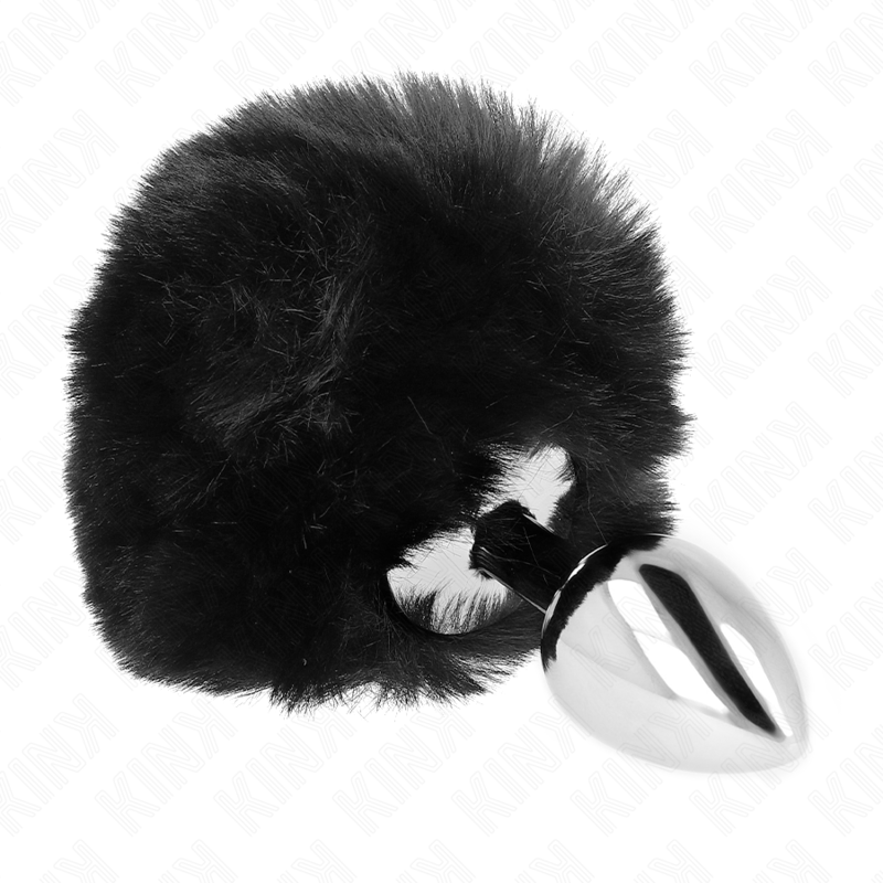 KINK - PLUG ANAL EN ACIER INOXYDABLE 7 x 3 CM AVEC QUEUE DE LAPIN NOIR 8 CM – Image 2