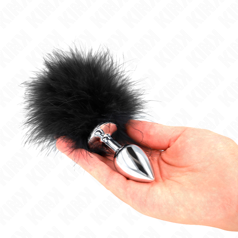 KINK - PLUG ANAL EN ACIER INOXYDABLE 11 x 7 CM AVEC PLUME 11 CM – Image 3