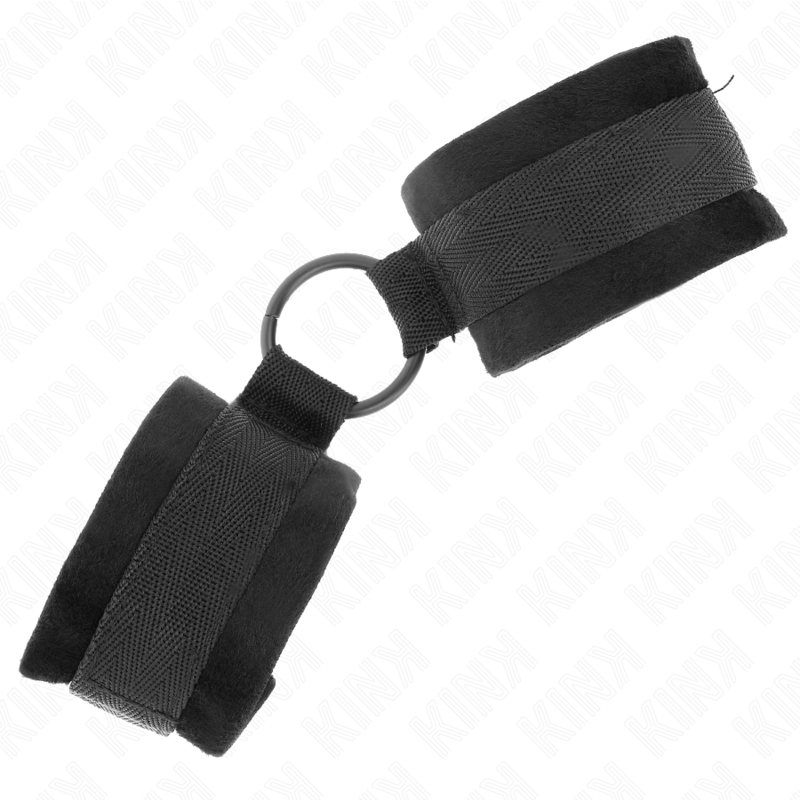 KINK - MANCHETTES DÉBUTANT FOURRURE 25 CM AVEC O-RING 4 CM NOIR AJUSTABLE 15-25 CM – Image 2