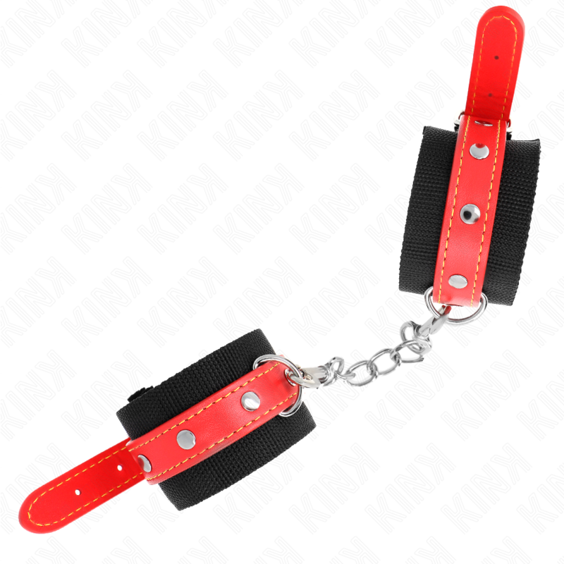 KINK - APPUI-POIGNETS EN NYLON NOIR AVEC CUIR ROUGE AJUSTABLE 19-24 CM X 5,5 CM – Image 2