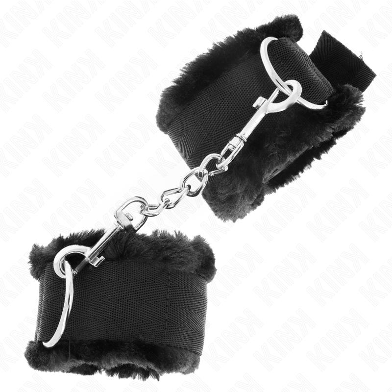 KINK - APPUI-POIGNETS DOUBLÉS DE FOURRURE NOIR AJUSTABLE 17-31 CM X 7 CM – Image 2