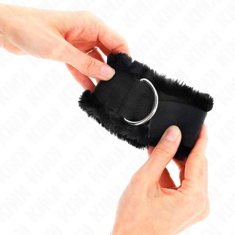 KINK - APPUI-POIGNETS DOUBLÉS DE FOURRURE NOIR AJUSTABLE 17-31 CM X 7 CM – Image 3