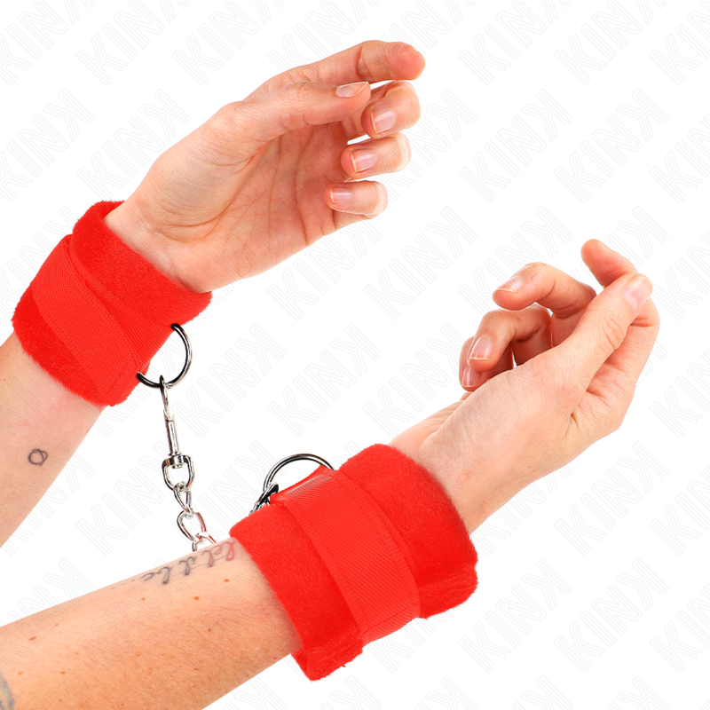 KINK - MANCHETTES DÉBUTANT EN FOURRURE ROUGE 30 X 7 CM – Image 4