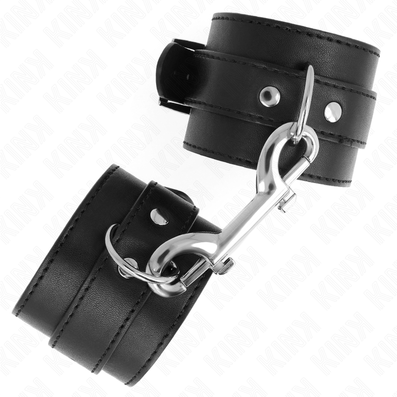 KINK - APPAREILS-POIGNETS - RANGÉE DE RIVETS SIMPLE ET GRANDE BOUCLE NOIRE RÉGLABLE 17-28 CM X 5 CM – Image 2