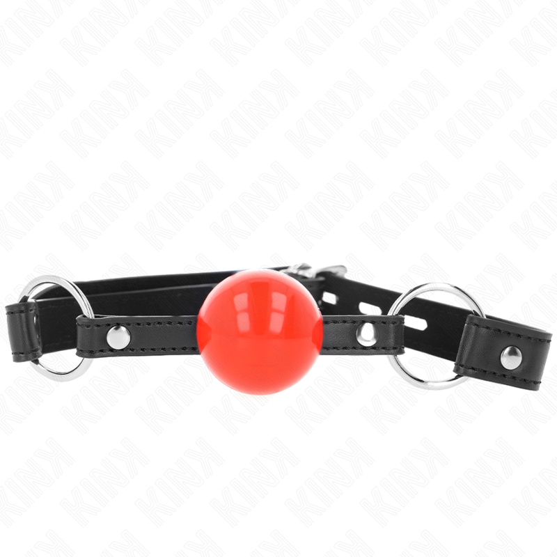 KINK - BÂILLON BALLE 4 CM AVEC SERRURE BOULE ROUGE BRACELET NOIR 60 x 2 CM – Image 3
