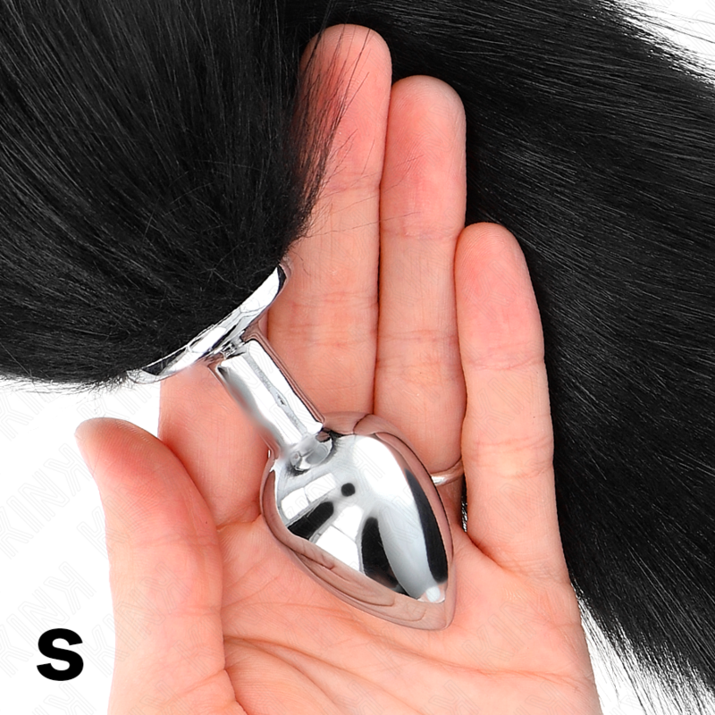 KINK - PLUG ANAL TAILLE S 7 X 3 CM AVEC QUEUE SYNTHÉTIQUE 40 CM NOIR – Image 3