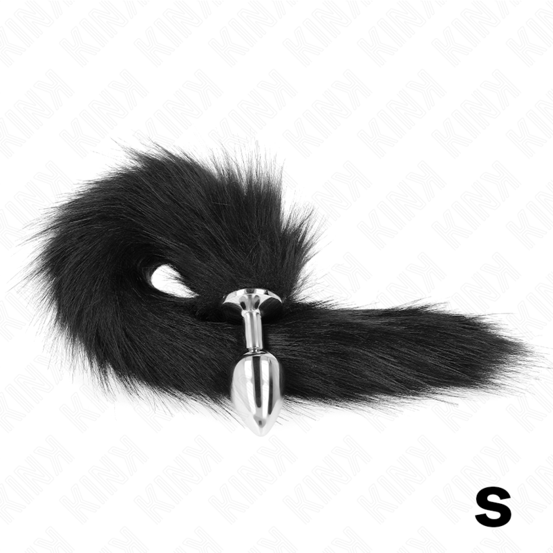 KINK - PLUG ANAL TAILLE S 7 X 3 CM AVEC QUEUE SYNTHÉTIQUE 40 CM NOIR – Image 2