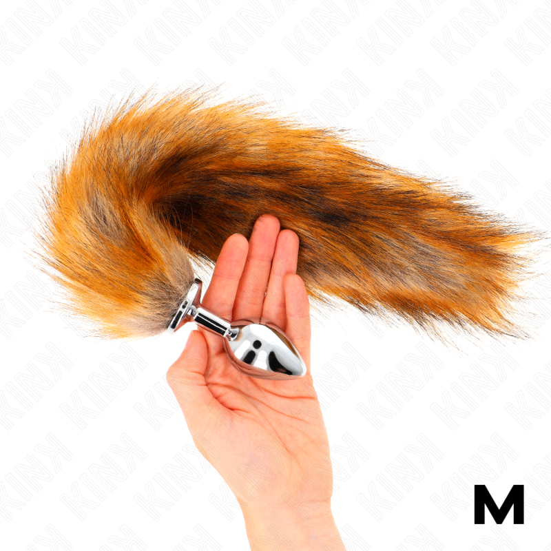 KINK - PLUG ANAL TAILLE M 8 X 3,5 CM AVEC QUEUE SYNTHÉTIQUE 40 CM MARRON – Image 2
