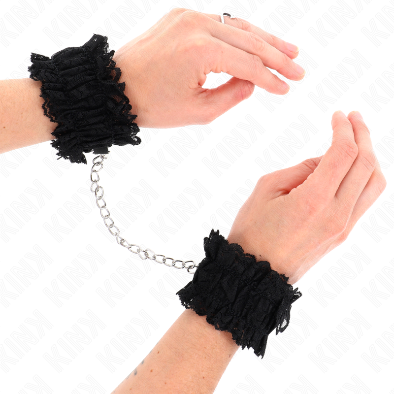 KINK - ATTACHE-POIGNETS ÉLASTIQUES EN DENTELLE NOIR – Image 2