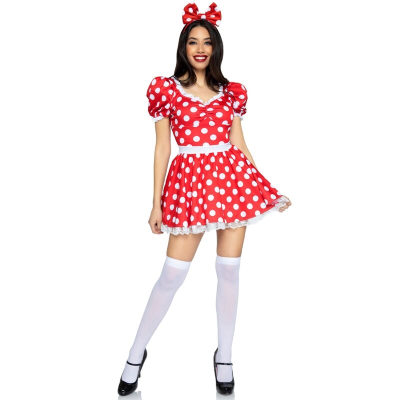 LEG AVENUE - ROBE À POIS + BANDEAU ROUGE/BLANC M – Image 2