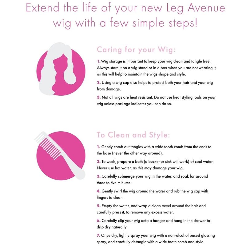 LEG AVENUE - PERRUQUE LONGUE FRANGE DROITE ROSE – Image 2