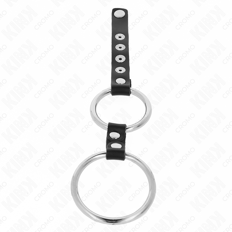 KINK - DOUBLE ANNEAU PÉNIS EN MÉTAL DE 3,8 CM À 5 CM CONNECTÉ AU CUIR – Image 3