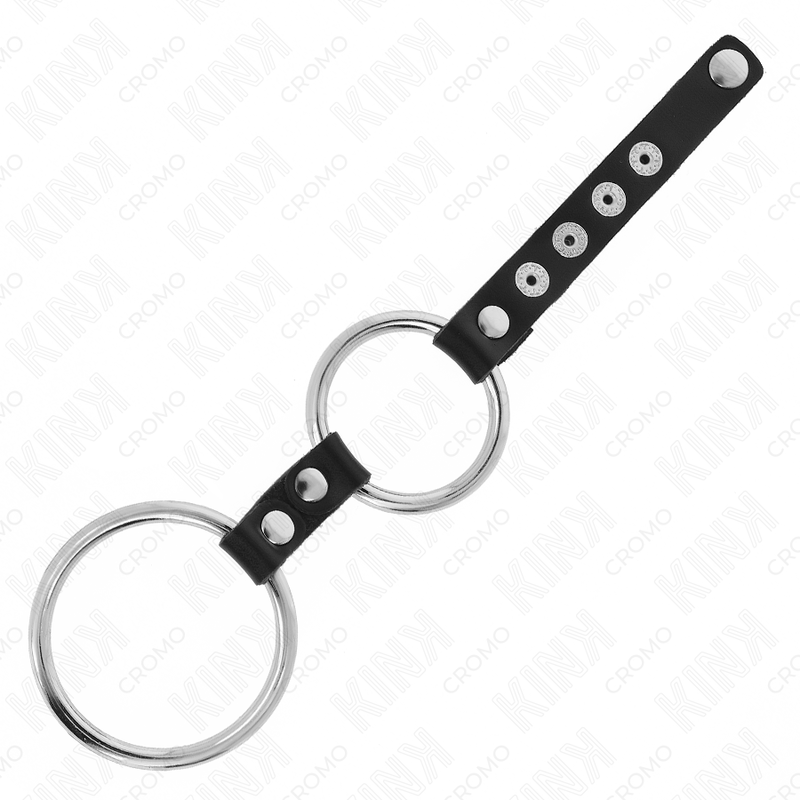 KINK - DOUBLE ANNEAU PÉNIS EN MÉTAL DE 3,8 CM À 5 CM CONNECTÉ AU CUIR – Image 4