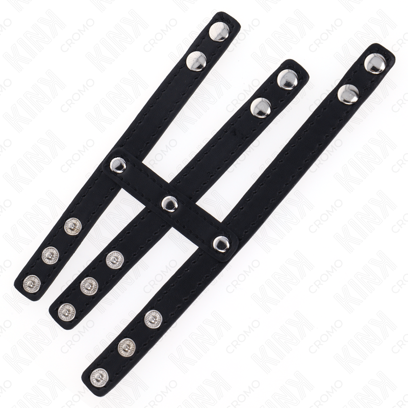 KINK - ANNEAU PÉNIS EN CUIR TRIPLE AVEC FERMETURE À PRESSION – Image 8