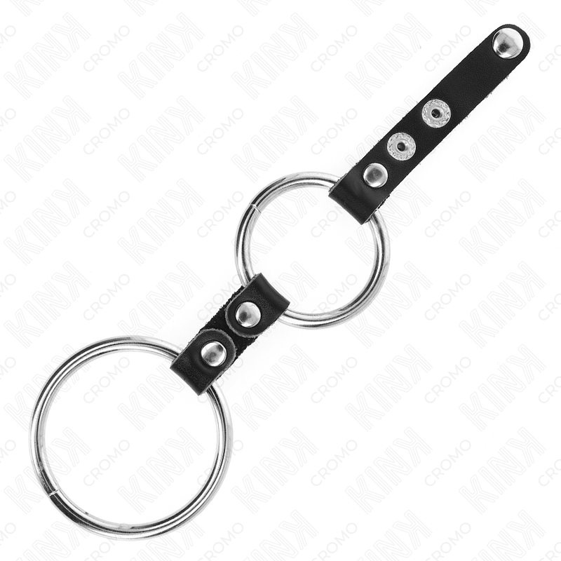 KINK - DOUBLE ANNEAU PÉNIS 3,8 CM À 5 CM CONNECTÉ PAR CUIR – Image 3