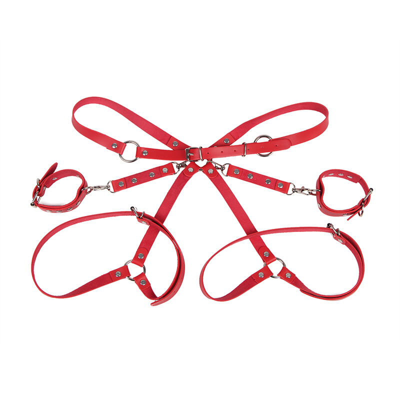 SUBBLIME - 953706 MENOTTES AVEC CEINTURE DE BONDAGE ROUGE TAILLE UNIQUE – Image 4