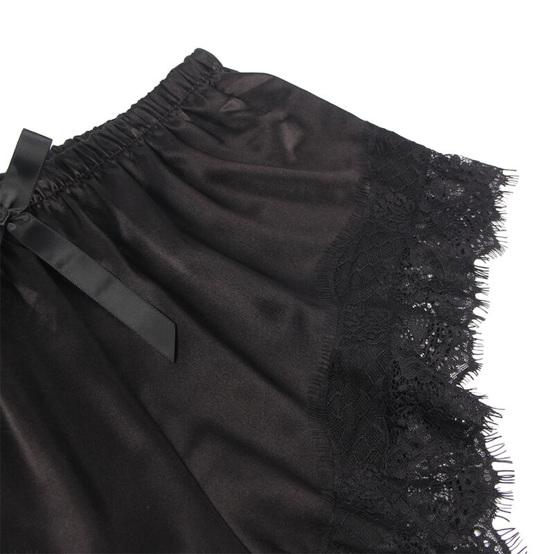 SUBBLIME - 953935 CHEMISE DE NUIT DÉCONTRACTÉE EN SOIE + PANTALON EN DENTELLE NOIR S/M – Image 6