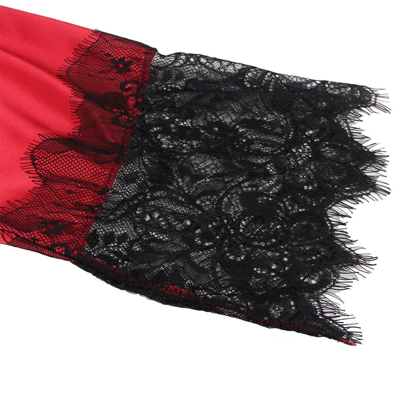 SUBBLIME - 954024 CARACO DOS TRANSPARENT EN DENTELLE + STRING ROUGE/NOIR L/XL – Image 8