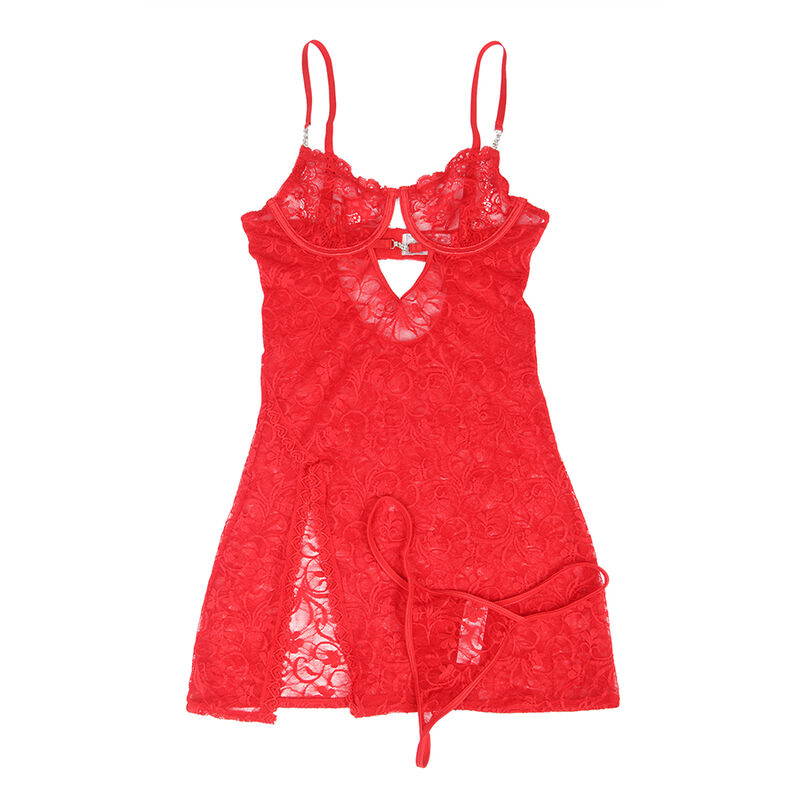 SUBBLIME - 954208 BABYDOLL EN DENTELLE À BRETELLES RÉGLABLES ROUGE S/M – Image 4