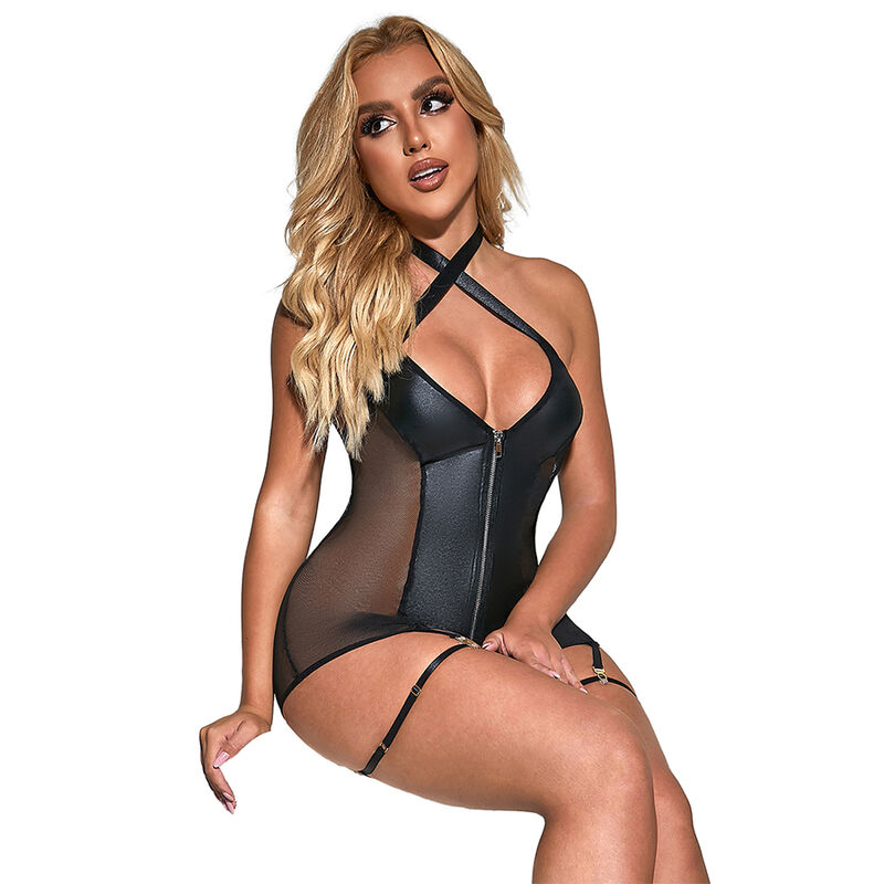 SUBBLIME - 954444 ROBE SEXY EN MAILLE CUIR NOIR S/M – Image 3